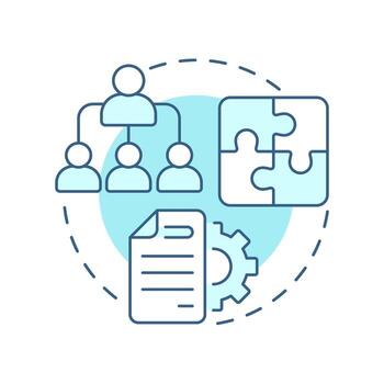 Structure soft blue concept icon. Roles, responsibilities in team. Nadler Tushman congruence framework. Round shape line illustration. Abstract idea. Graphic design. Easy to use in blog post vector