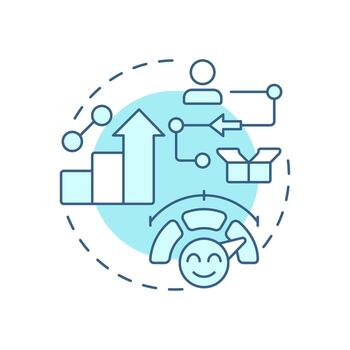 Customer journey map soft blue concept icon. Visual representation of entire experience. Gap analysis tool. Round shape line illustration. Abstract idea. Graphic design. Easy to use in blog post vector