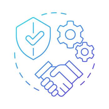 Business reliability blue gradient concept icon. Organization stability. Partnership, collaboration. Round shape line illustration. Abstract idea. Graphic design. Easy to use in article, blog post vector