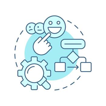 proceso fluir suave azul concepto icono. secuencia de pasos involucrado en completando. brecha análisis herramienta uso. redondo forma línea ilustración. resumen idea. gráfico diseño. fácil a utilizar en Blog enviar vector