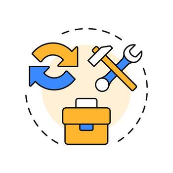 Adaptive changes multi color concept icon. Small, incremental adjustments. Type of organizational transformation. Round shape line illustration. Abstract idea. Graphic design. Easy to use vector