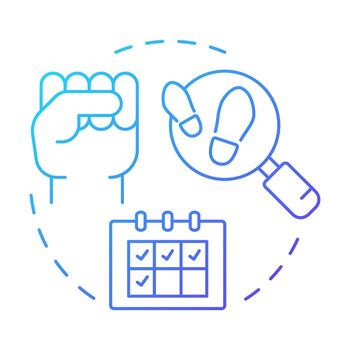 Behavioral blue gradient concept icon. Time management. Schedule, planning. Tracking, analysis. Round shape line illustration. Abstract idea. Graphic design. Easy to use in article, blog post vector