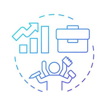 Employee productivity blue gradient concept icon. Task management, multitask. Efficiency increase. Round shape line illustration. Abstract idea. Graphic design. Easy to use in article, blog post vector