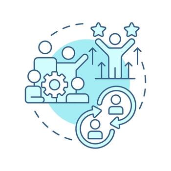 People soft blue concept icon. Individuals within organization. Nadler Tushman congruence framework. Round shape line illustration. Abstract idea. Graphic design. Easy to use in blog post vector