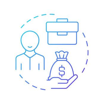 Job satisfaction blue gradient concept icon. Money payment, salary. Company employee, worker. Round shape line illustration. Abstract idea. Graphic design. Easy to use in article, blog post vector