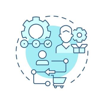 Service blueprint soft blue concept icon. Diagram of customer and organization delivery. Gap analysis tool. Round shape line illustration. Abstract idea. Graphic design. Easy to use in blog post vector