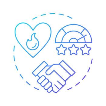 Employee engagement blue gradient concept icon. Efficiency meter, productivity. Teamwork, partnership. Round shape line illustration. Abstract idea. Graphic design. Easy to use in article, blog post vector