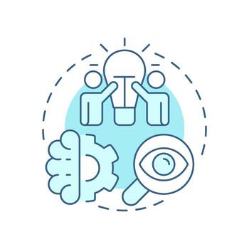 Idea generation soft blue concept icon. Brainstorming, research, observation of feedbacks. Innovation funnel. Round shape line illustration. Abstract idea. Graphic design. Easy to use in brochure vector