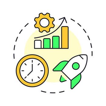 Throughput multi color concept icon. Actual performance and efficiency. Capacity management metric. Round shape line illustration. Abstract idea. Graphic design. Easy to use in presentation vector