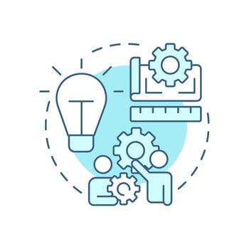 Prototype development soft blue concept icon. Creating working model of product. Innovation funnel. Round shape line illustration. Abstract idea. Graphic design. Easy to use in brochure vector