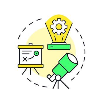 Making projections multi color concept icon. Future requirements. Step in capacity management processes. Round shape line illustration. Abstract idea. Graphic design. Easy to use in presentation vector
