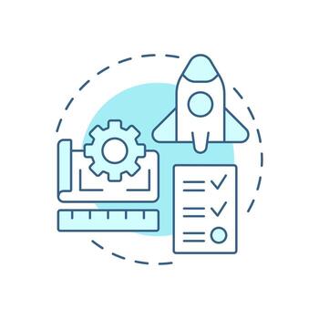 Development research soft blue concept icon. Transforming insights into concrete results. Exploration. Round shape line illustration. Abstract idea. Graphic design. Easy to use in brochure vector