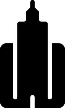 Skyscraper glyph ui icon. State building. Urban architecture, modern construction. Landmark, skyline. Black solid silhouette symbol . User interface element isolated, pixel perfect vector