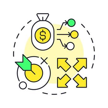 asignación multi color concepto icono. recursos planificación y control. paso en capacidad administración procesos. redondo forma línea ilustración. resumen idea. gráfico diseño. fácil a utilizar en presentación vector