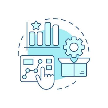 Testing soft blue concept icon. Prototype evaluation under controlled real world conditions. Innovation funnel. Round shape line illustration. Abstract idea. Graphic design. Easy to use in brochure vector