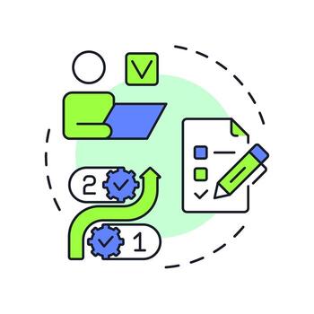 Operational capacity management multi color concept icon. Daily execution of business processes and tasks. Round shape line illustration. Abstract idea. Graphic design. Easy to use in presentation vector