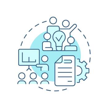 Concept formulation soft blue concept icon. Potential application. Technology readiness level. Research stage. Round shape line illustration. Abstract idea. Graphic design. Easy to use in brochure vector