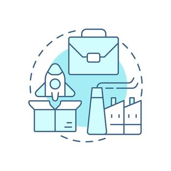 Industry soft blue concept icon. Commercial and entrepreneurial component of innovations. Triple helix model. Round shape line illustration. Abstract idea. Graphic design. Easy to use in brochure vector