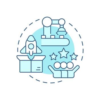 Full deployment soft blue concept icon. Operational use. Technology readiness level. Product development. Round shape line illustration. Abstract idea. Graphic design. Easy to use in brochure vector