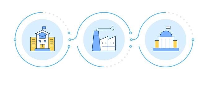 Triple helix model infographic 3 steps. Innovation management. Organization development strategy. Flow chart infochart. Editable info graphics icons vector