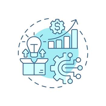 Inside out open innovation soft blue concept icon. Outward transfer of internal knowledge and technologies. Round shape line illustration. Abstract idea. Graphic design. Easy to use in brochure vector