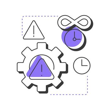 Exhaustive testing is impossible modern linear concept icon. Time management, deadline. Workflow organization. Flat outline elements connected with dotted lines. Creative visual. Easy to edit vector