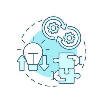 Coupled open innovation soft blue concept icon. Combination of outside in and inside out strategies. Round shape line illustration. Abstract idea. Graphic design. Easy to use in brochure vector