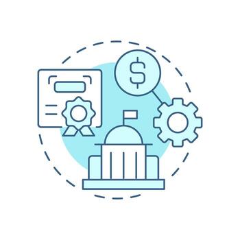 Government soft blue concept icon. Enabler and regulator of innovation. Legal framework. Triple helix model. Round shape line illustration. Abstract idea. Graphic design. Easy to use in brochure vector