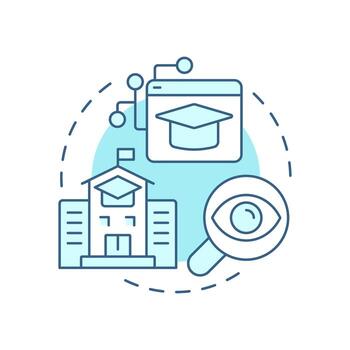 University soft blue concept icon. Knowledge producers and talent developers facility. Triple helix model. Round shape line illustration. Abstract idea. Graphic design. Easy to use in brochure vector