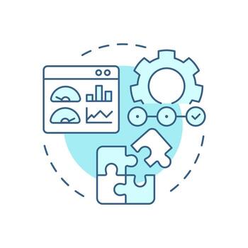 Proof of concept soft blue concept icon. Validate feasibility. Technology readiness level. Research stage. Round shape line illustration. Abstract idea. Graphic design. Easy to use in brochure vector