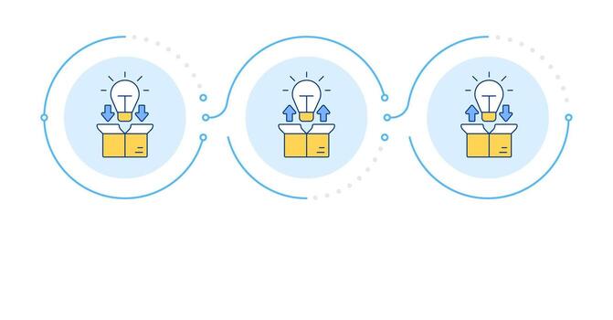 Models of open innovation infographic 3 steps. Research and development management. Business. Flow chart infochart. Editable info graphics icons vector