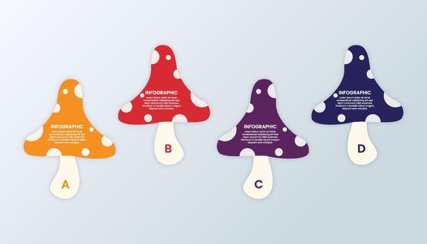 Mushroom Infographic with Colorful Data Points vector