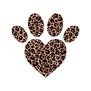 Leopard print paw print like a heart vector