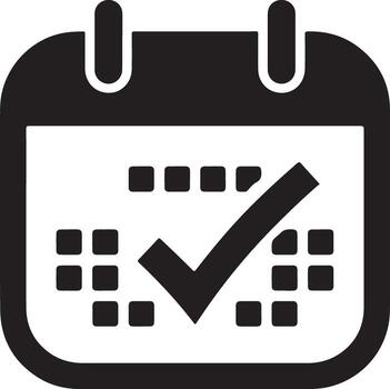 Calendar icon with check mark for scheduling and reminders isolated on white background vector