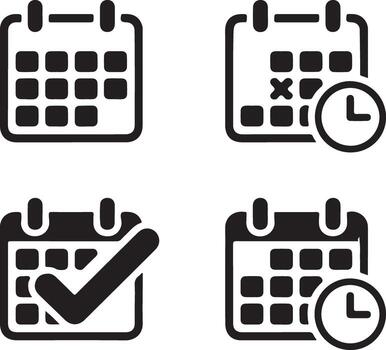 Four calendar icons with different symbols isolated on white background vector