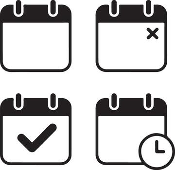 calendario íconos con varios símbolos aislado en blanco antecedentes vector