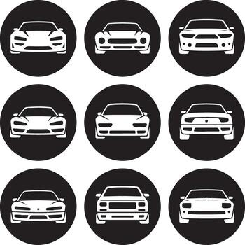 A collection of different car front views isolated on white background vector