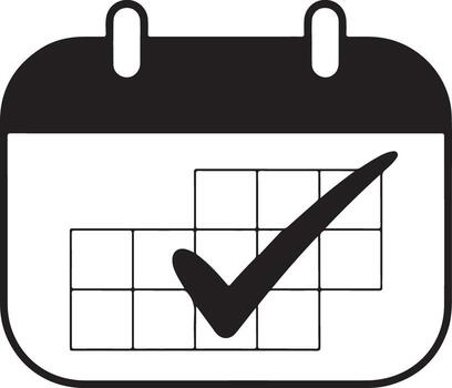 Calendar icon with a check mark for scheduling events isolated on white background vector