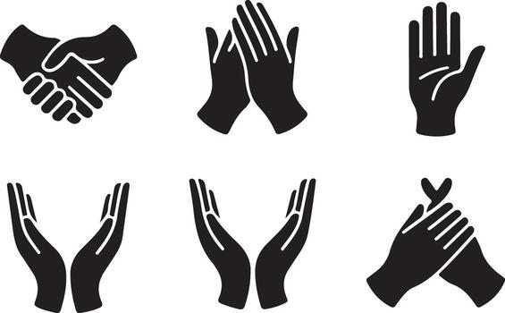 Diverse hand gestures showcasing communication, support, and positive interactions isolated on white background vector