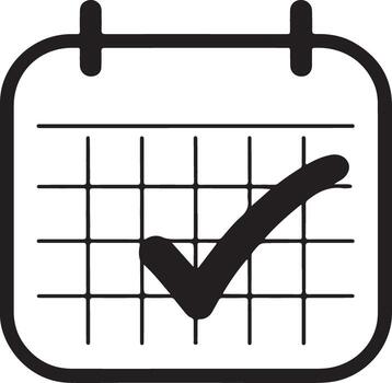 Calendar icon with a check mark indicating a scheduled event isolated on white background vector