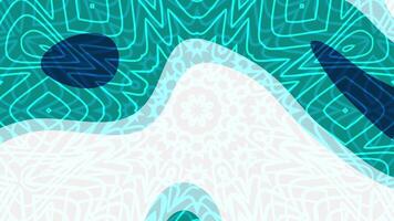 sofisticado verde azulado acento animado verde azulado caleidoscopio antecedentes con resumen formas y patrones Moviente en un sin costura lazo movimiento video