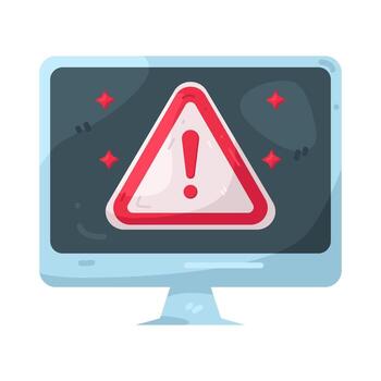Computer Screen Showing Warning Alert Illustration vector