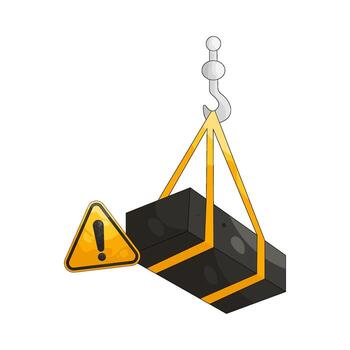 Illustration of Crane Hook Lifting Object with Warning Sign vector