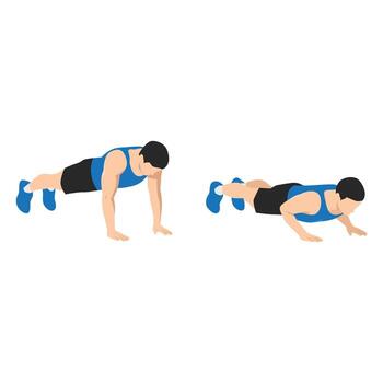 Man demonstrating push-up exercise vector