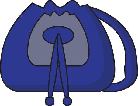 Blue drawstring bag with toggle closure vector