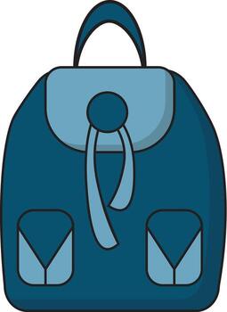 Blue drawstring backpack with front pockets vector