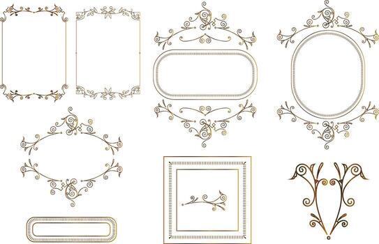 frames for decoration and design, classic and retro style, golden gradient vector