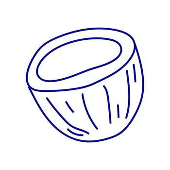 Outline of a coconut shell showcasing its natural texture and shape in a minimalist style vector