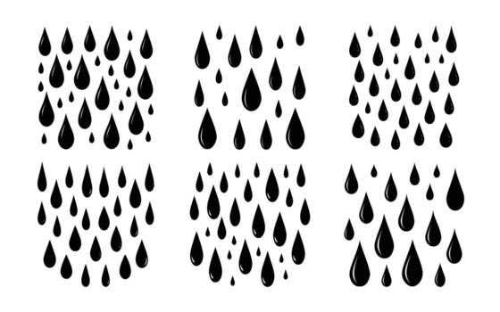 Six Black Rain Drop Patterns White Background vector
