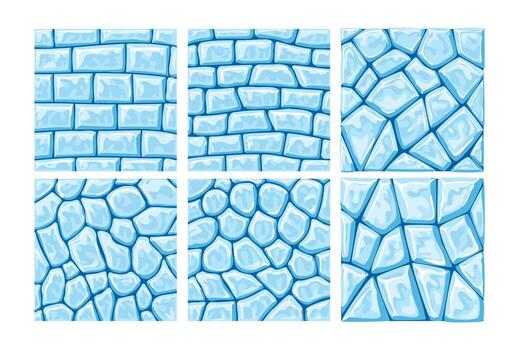 Stylized blue ice brick patterns vector